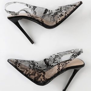 Lulu’s Sia Snake Print Vinyl Pointed Pumps